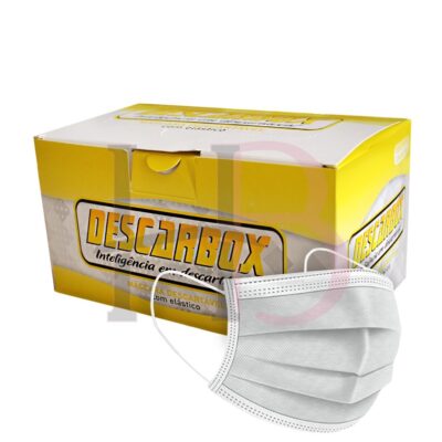 Máscara Branca Descartável Descarbox – 50 Unidades