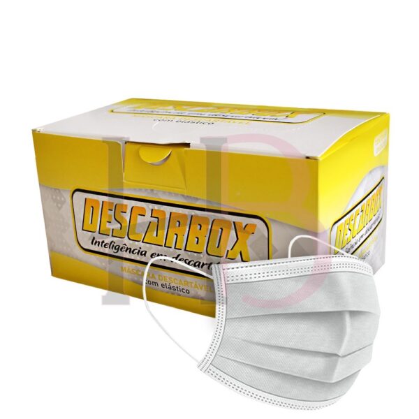 Máscara Branca Descartável Descarbox - 50 Unidades